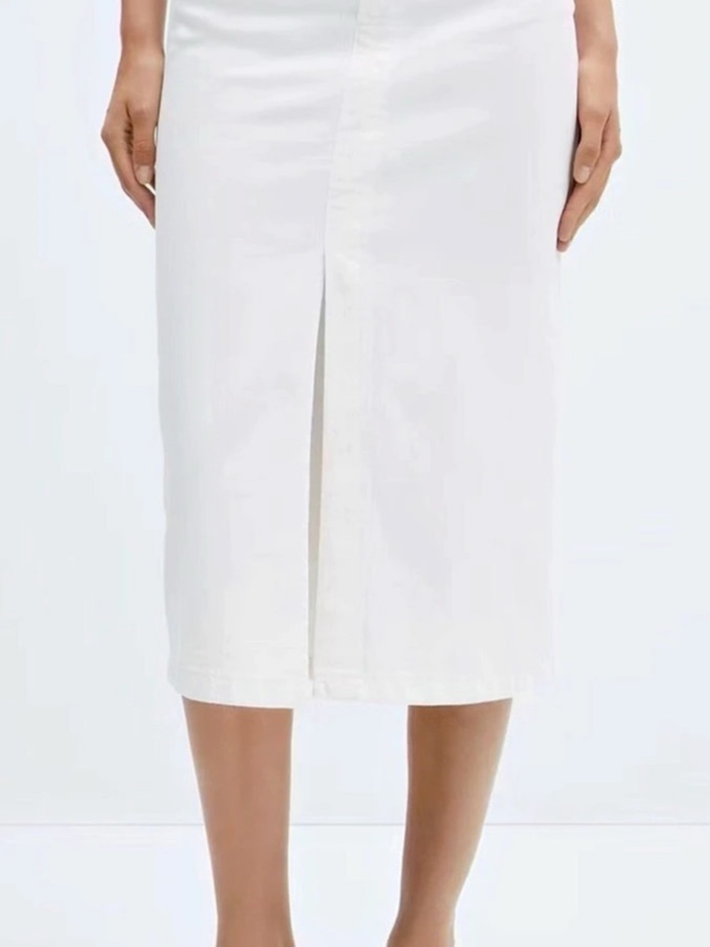Mango Denim Midi Skirt White